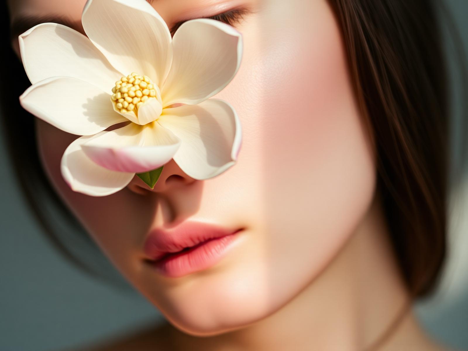 Schoonheidsspecialiste met magnolia bloem